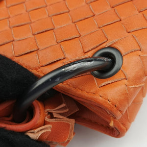 Pre-owned Bottega Veneta Intrecciato Hobo Orange lambskin shoulderbag | stylenewstar