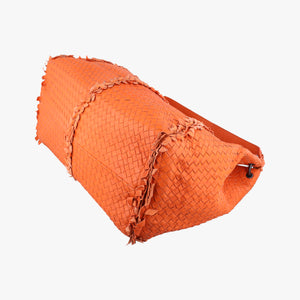Pre-owned Bottega Veneta Intrecciato Hobo Orange lambskin shoulderbag | stylenewstar