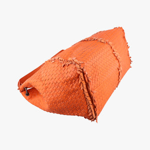 Pre-owned Bottega Veneta Intrecciato Hobo Orange lambskin shoulderbag | stylenewstar