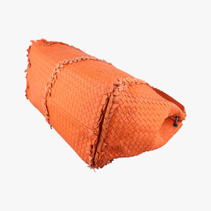 Pre-owned Bottega Veneta Intrecciato Hobo Orange lambskin shoulderbag | stylenewstar