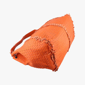Pre-owned Bottega Veneta Intrecciato Hobo Orange lambskin shoulderbag | stylenewstar