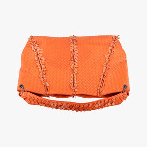 Pre-owned Bottega Veneta Intrecciato Hobo Orange lambskin shoulderbag | stylenewstar
