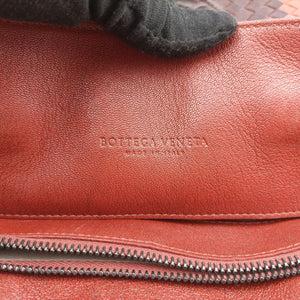 Pre-owned Bottega Veneta Intrecciato Brown×burgundy×red lambskin handbag | stylenewstar