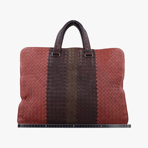 Pre-owned Bottega Veneta Intrecciato Brown×burgundy×red lambskin handbag | stylenewstar