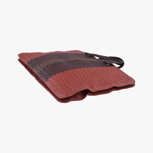 Pre-owned Bottega Veneta Intrecciato Brown×burgundy×red lambskin handbag | stylenewstar