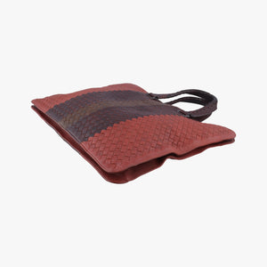 Pre-owned Bottega Veneta Intrecciato Brown×burgundy×red lambskin handbag | stylenewstar
