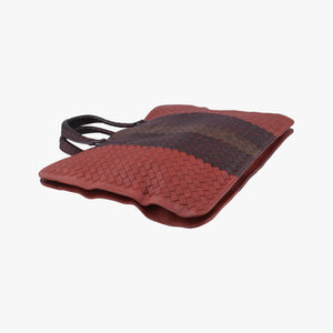 Pre-owned Bottega Veneta Intrecciato Brown×burgundy×red lambskin handbag | stylenewstar