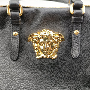 Secondhand VERSACE La Medusa Palazzo bowling Black Leather shoulderbag | stylenewstar