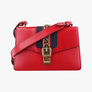 Secondhand Gucci Sylvie Red×navy Leather 421882 shoulderbag | stylenewstar