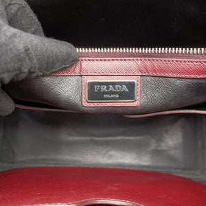 Pre-owned Prada Business Briefcase Burgundy SAFFIANO Leather 2VE011 handbag | stylenewstar