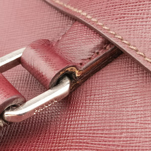 Pre-owned Prada Business Briefcase Burgundy SAFFIANO Leather 2VE011 handbag | stylenewstar