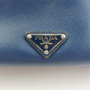 Pre-owned Prada NERO Blue SAFFIANO leather VA1066 shoulderbag | stylenewstar
