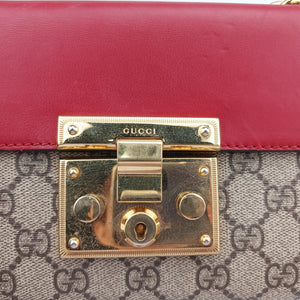 Pre-owned Gucci Padlock beige×red×pink PVC coated canvas×Leather 409487 shoulderbag | stylenewstar