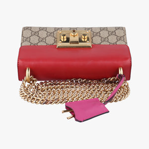 Pre-owned Gucci Padlock beige×red×pink PVC coated canvas×Leather 409487 shoulderbag | stylenewstar