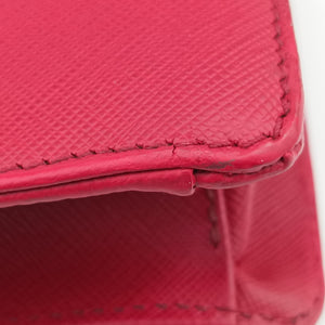 Pre-owned Prada Triangle Logo Plate Red Saffiano Leather handbag | stylenewstar