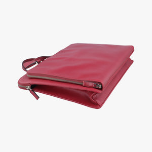 Pre-owned Prada Triangle Logo Plate Red Saffiano Leather handbag | stylenewstar