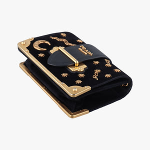 Pre-owned Prada Cahier Astrology Black Velour shoulderbag | stylenewstar