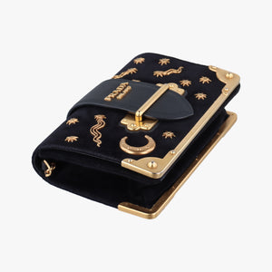 Pre-owned Prada Cahier Astrology Black Velour shoulderbag | stylenewstar