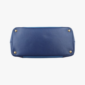 Pre-owned Prada Galleria Blue×Navy SAFFIANO Leather B2274C shoulderbag | stylenewstar
