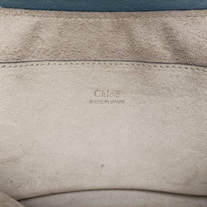 Pre-owned Chloe FAYE Blue × gray Suede × leather shoulderbag | stylenewstar