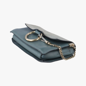 Pre-owned Chloe FAYE Blue × gray Suede × leather shoulderbag | stylenewstar