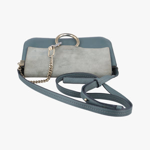Pre-owned Chloe FAYE Blue × gray Suede × leather shoulderbag | stylenewstar