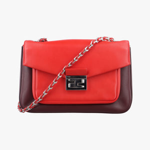 Pre-owned Fendi Be Baguette Red x burgundy Leather 8BR677 shoulderbag | stylenewstar