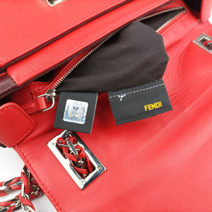 Pre-owned Fendi Be Baguette Red x burgundy Leather 8BR677 shoulderbag | stylenewstar