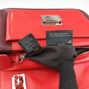 Pre-owned Fendi Be Baguette Red x burgundy Leather 8BR677 shoulderbag | stylenewstar