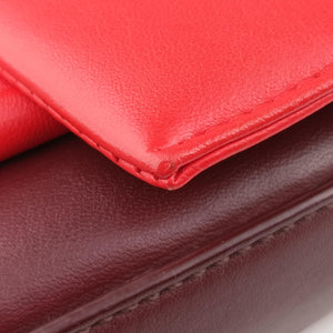 Pre-owned Fendi Be Baguette Red x burgundy Leather 8BR677 shoulderbag | stylenewstar