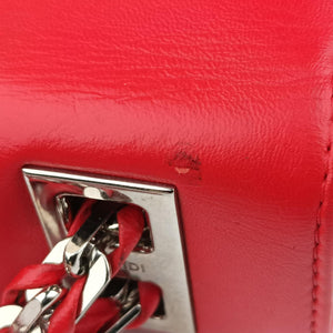 Pre-owned Fendi Be Baguette Red x burgundy Leather 8BR677 shoulderbag | stylenewstar