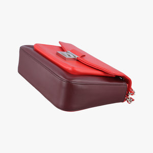 Pre-owned Fendi Be Baguette Red x burgundy Leather 8BR677 shoulderbag | stylenewstar