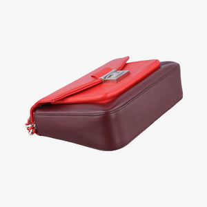 Pre-owned Fendi Be Baguette Red x burgundy Leather 8BR677 shoulderbag | stylenewstar