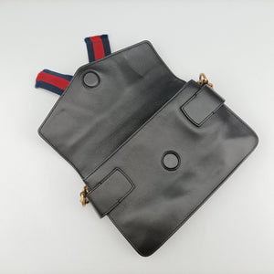 Pre-owned Gucci Broadway Tiger Head Black Leather 453777 shoulderbag | stylenewstar