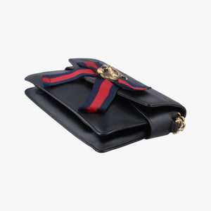 Pre-owned Gucci Broadway Tiger Head Black Leather 453777 shoulderbag | stylenewstar