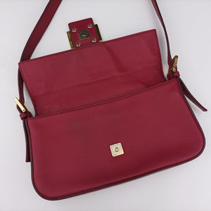 Pre-owned Fendi BAGUETTE Red Leather 8BR600 shoulderbag | stylenewstar
