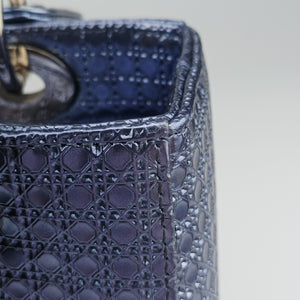 Pre-owned Christian Dior Lady Dior blue leather shoulderbag | stylenewstar