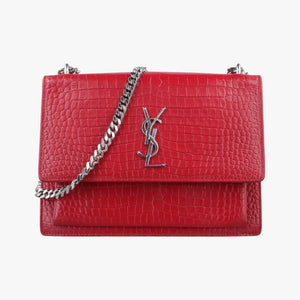 Pre-owned Yves Saint Laurent SUNSET Red Leather 442906 shoulderbag | stylenewstar