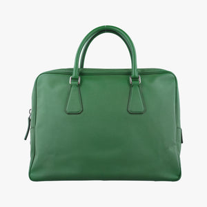 Pre-owned Prada Classic Laptop briefcase Green SAFFIANO Leather VS0305 shoulderbag | stylenewstar