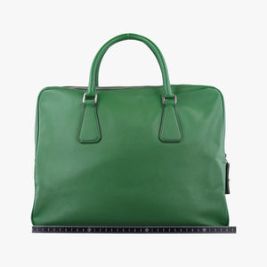 Pre-owned Prada Classic Laptop briefcase Green SAFFIANO Leather VS0305 shoulderbag | stylenewstar