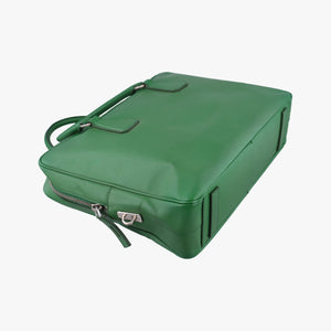 Pre-owned Prada Classic Laptop briefcase Green SAFFIANO Leather VS0305 shoulderbag | stylenewstar