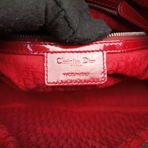 Pre-owned Christian Dior Lady Dior Red patent shoulderbag | stylenewstar