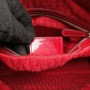 Pre-owned Christian Dior Lady Dior Red patent shoulderbag | stylenewstar