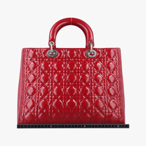 Pre-owned Christian Dior Lady Dior Red patent shoulderbag | stylenewstar