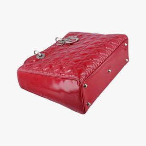 Pre-owned Christian Dior Lady Dior Red patent shoulderbag | stylenewstar