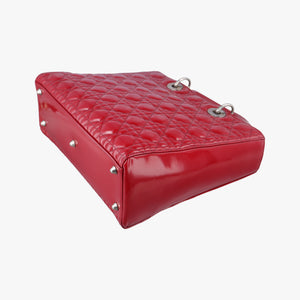 Pre-owned Christian Dior Lady Dior Red patent shoulderbag | stylenewstar