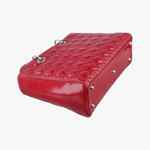 Pre-owned Christian Dior Lady Dior Red patent shoulderbag | stylenewstar