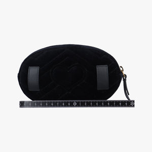 Pre-owned Gucci GG Marmont Black velour 476434 bum bag/waist bag | stylenewstar