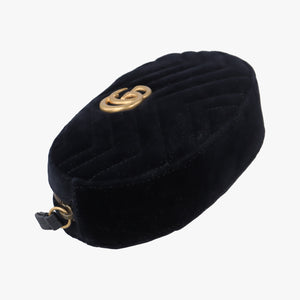 Pre-owned Gucci GG Marmont Black velour 476434 bum bag/waist bag | stylenewstar