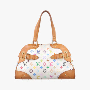 Pre-owned Louis Vuitton CLAUDIA white Monogram Multicolor M40193 handbag | stylenewstar